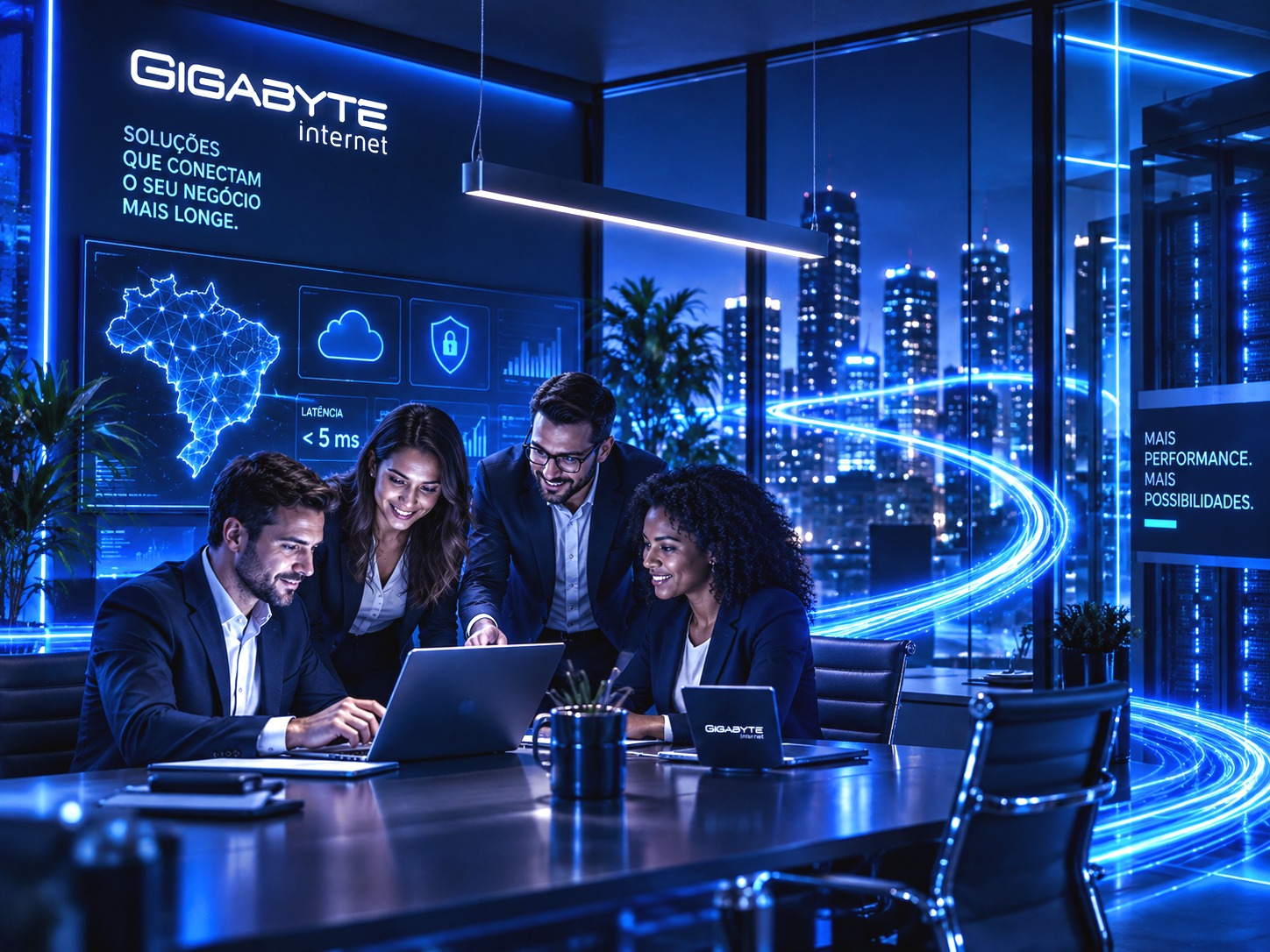 Equipe empresarial conectada por internet corporativa Gigabyte